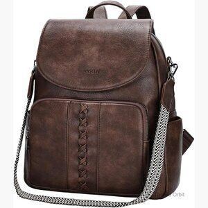 Vegan Leather Convertible Backpack Purse with Guitar Strap, 7 Pockets